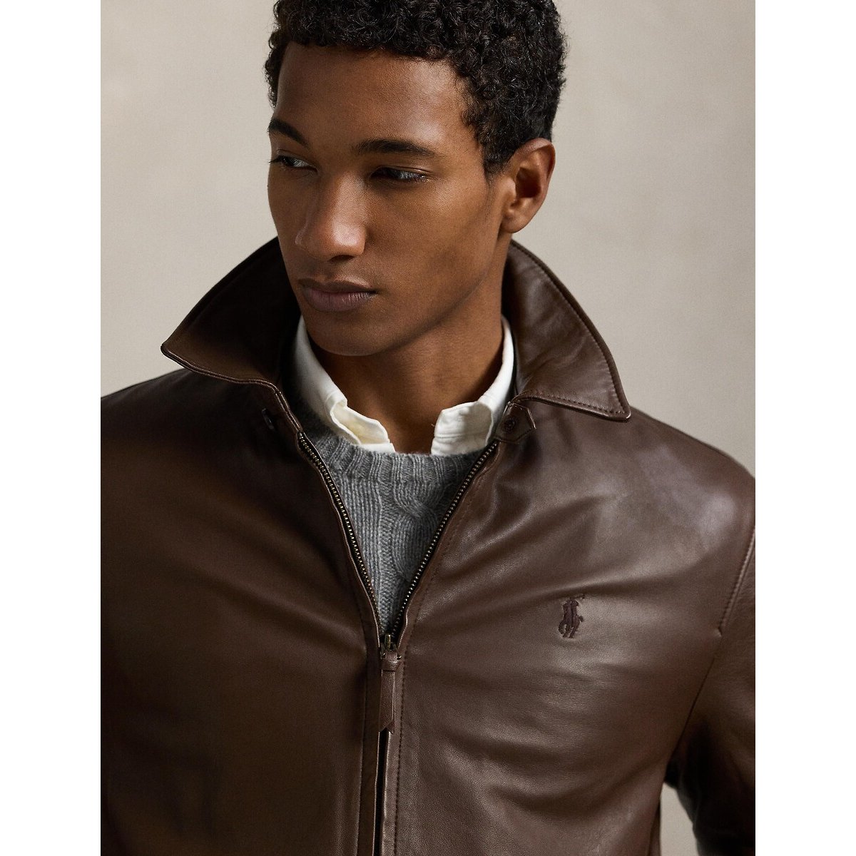 Bayville Lambskin Leather Jacket bison, POLO RALPH LAUREN