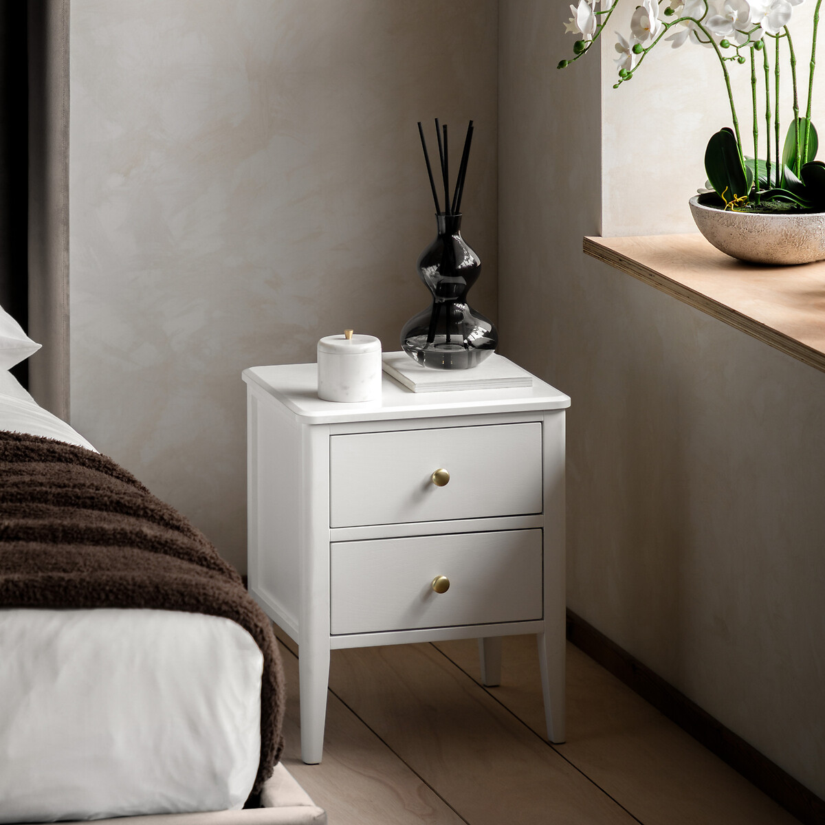 Amberly 2 Drawer Bedside white, SO'HOME