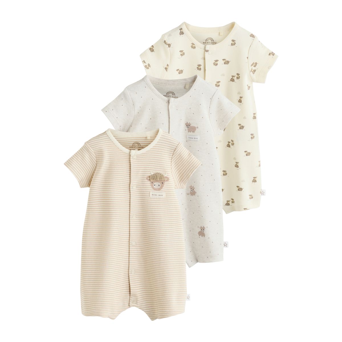 Barboteuse en jersey hamish bébé, lot de 3 naturel, NEXT