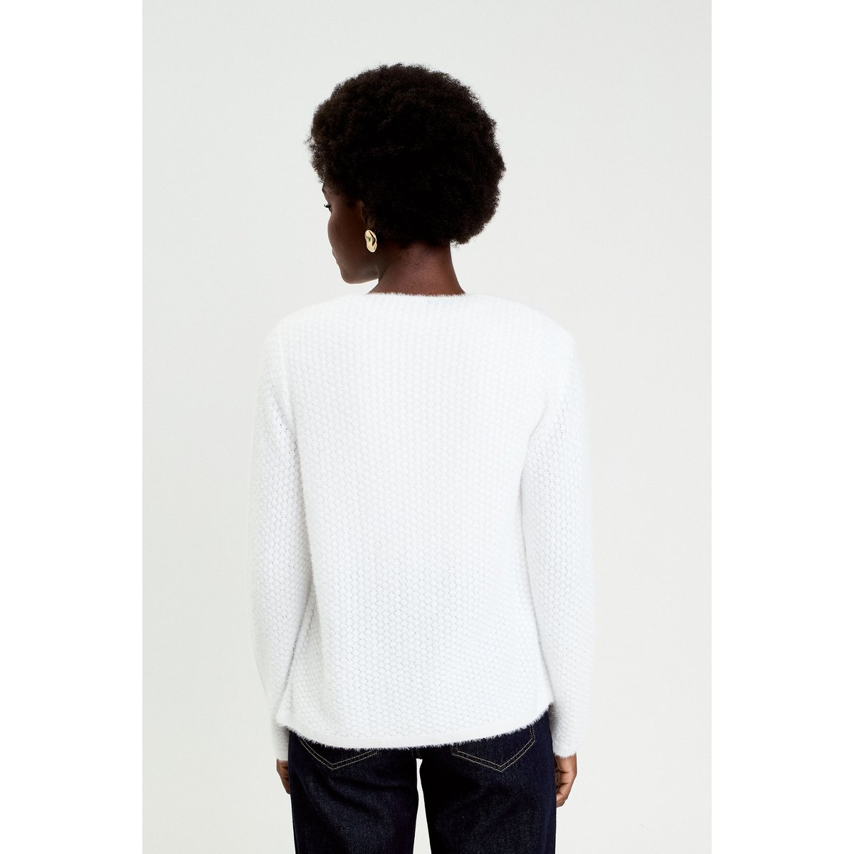 Gilet droit manches longues ecru, CACHE CACHE