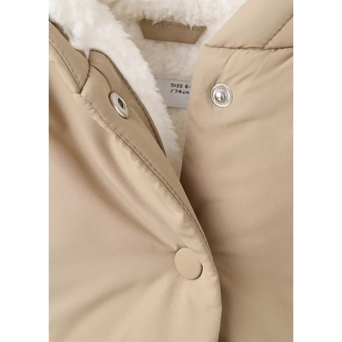 Anorak matelassé imitation fourrure marron moyen, MANGO BABY