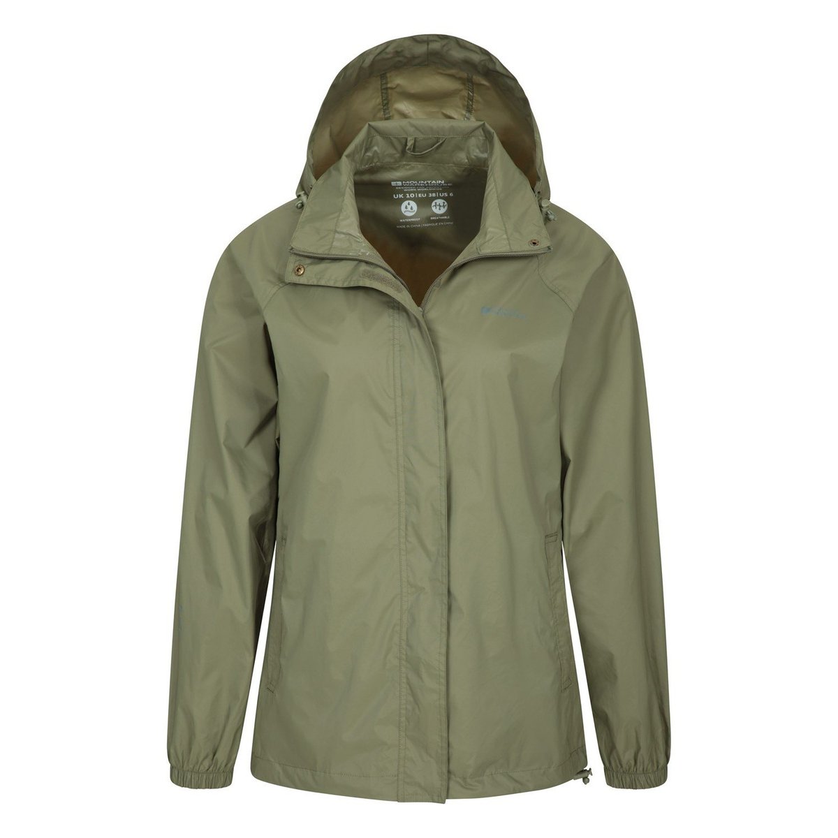 Veste imperméable à capuche pliable PAKKA kaki, MOUNTAIN WAREHOUSE