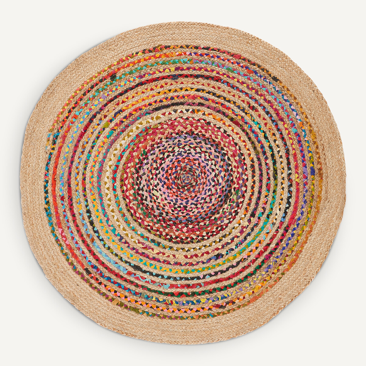 Tapis fait main, en jute et coton recyclé, diamètre 120 cm, JACO multicolore, AM.PM