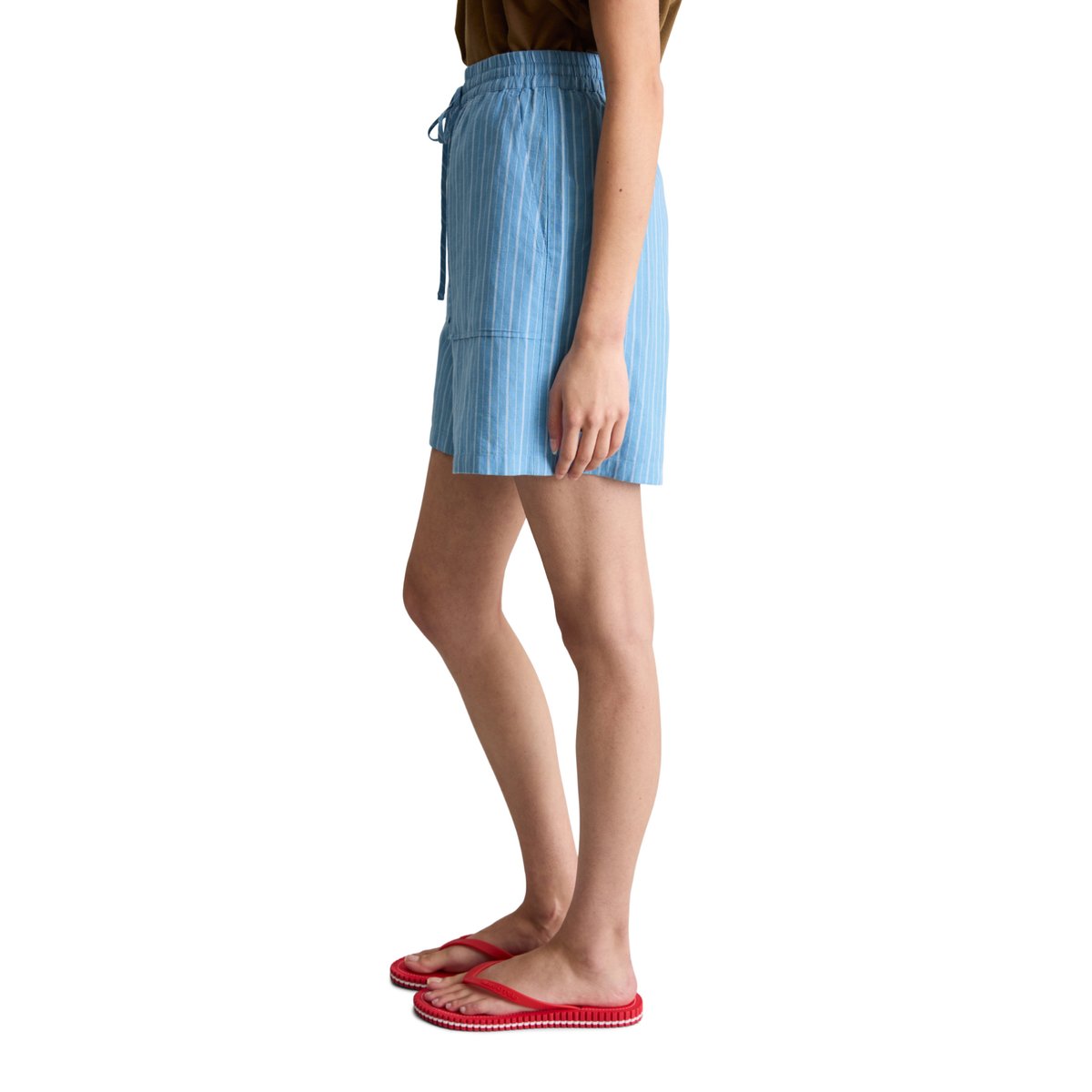 Short rayé régulier en mélange de lin et de coton bleu, MARC O’POLO DENIM