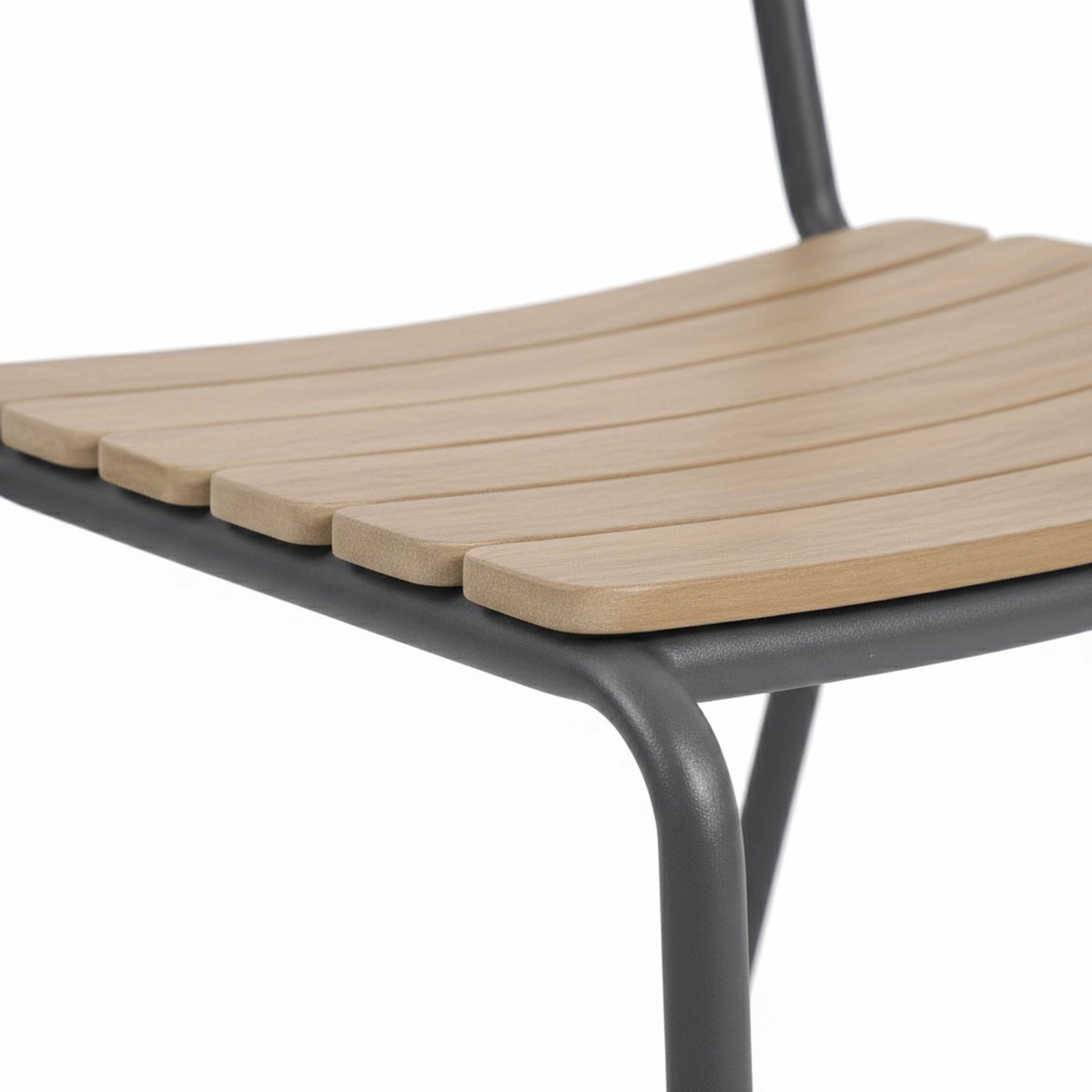 Table de jardin effet bois en métal et bois synthétique 180x90 cm et 8 chaises, BOGOTA gris anthracite, OVIALA