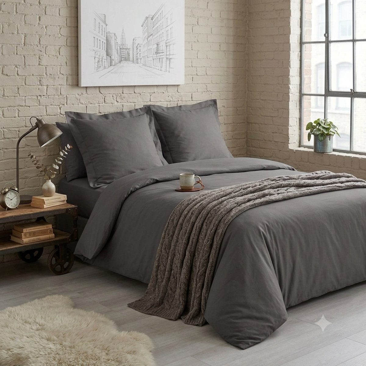 Housse de couette Percale 240 x 260 cm Percalines Anthracite anthracite, EDEN