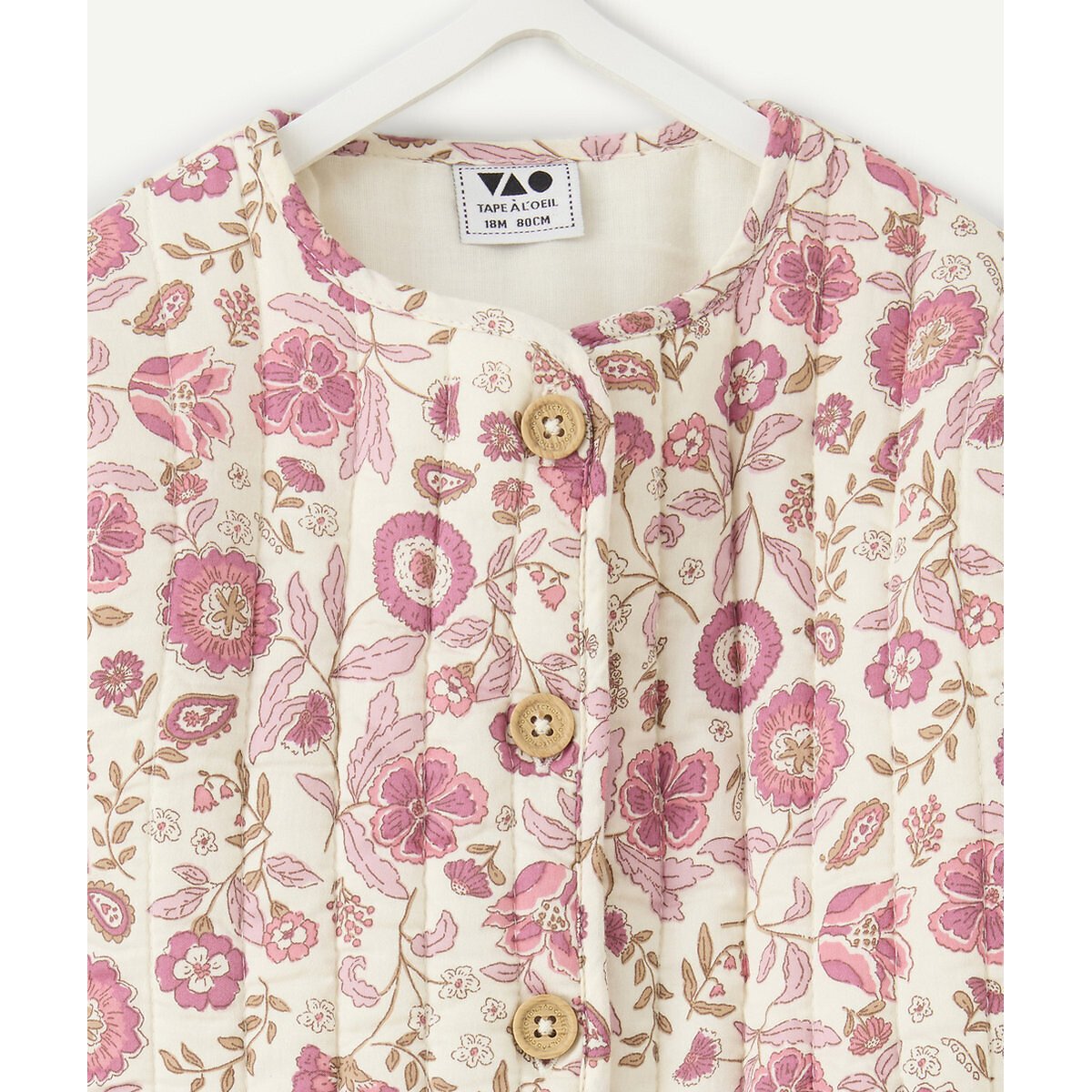 Veste boutonnée imprimée fleuri ecru, TAPE A L'OEIL