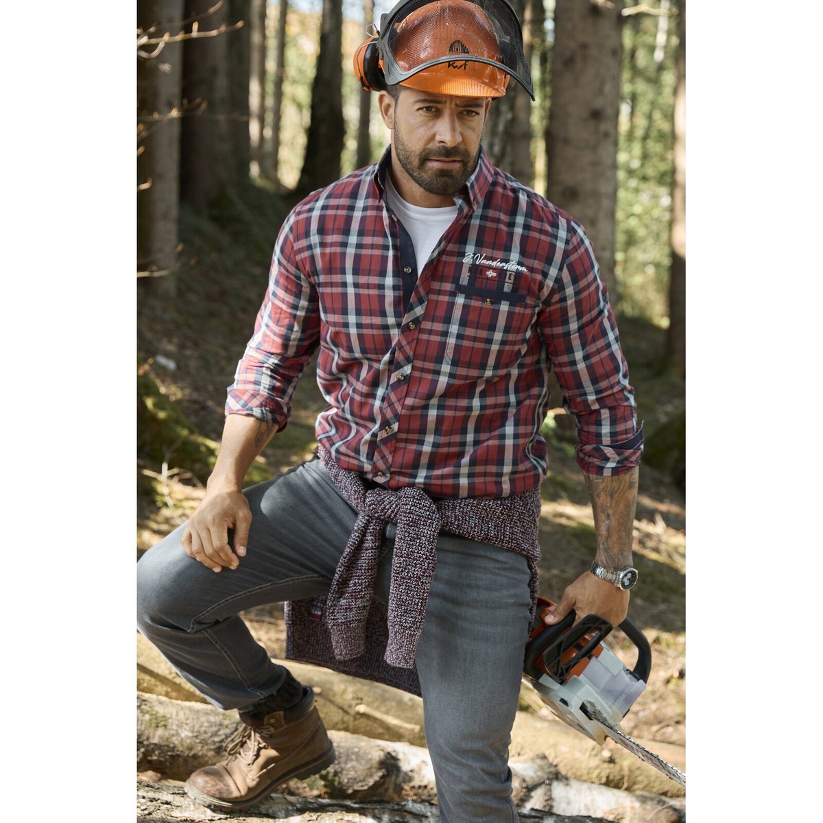 Chemise NANTWIN rouge foncé à carreaux, JAN VANDERSTORM