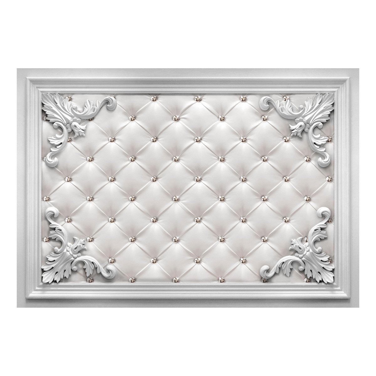 Papier peint intissé panoramique Quilted Leather gris / argent, EDEN