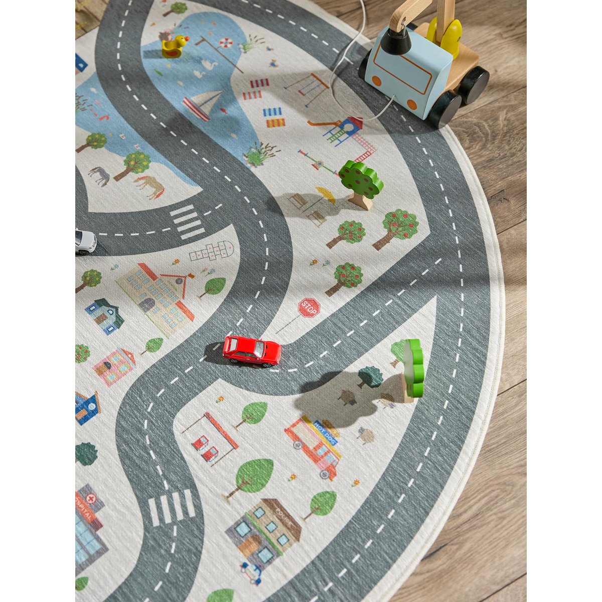 Tapis rond enfant LINUS crème, BENUTA 