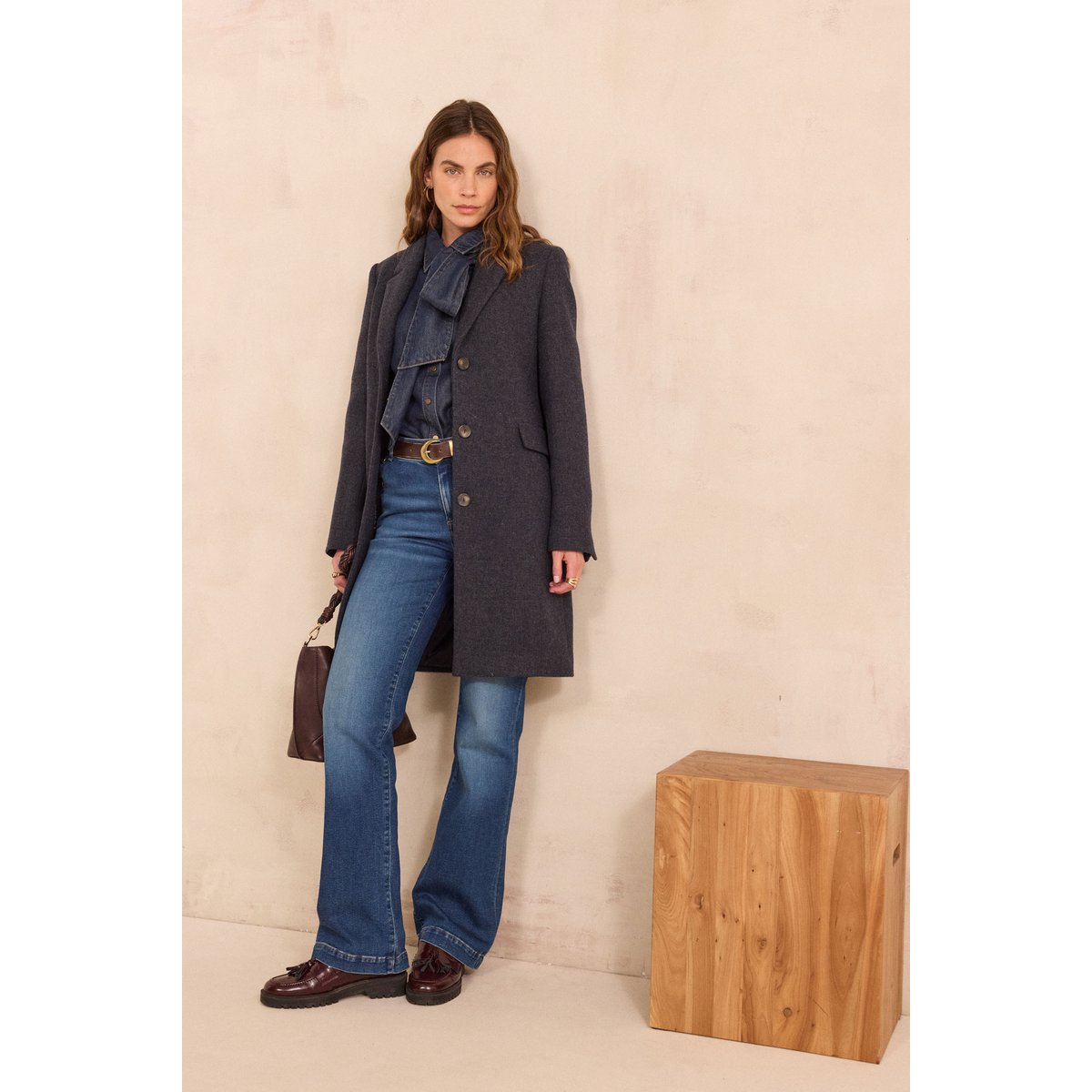 Manteau en laine mélangé ANABELLE gris souris, Maison 123