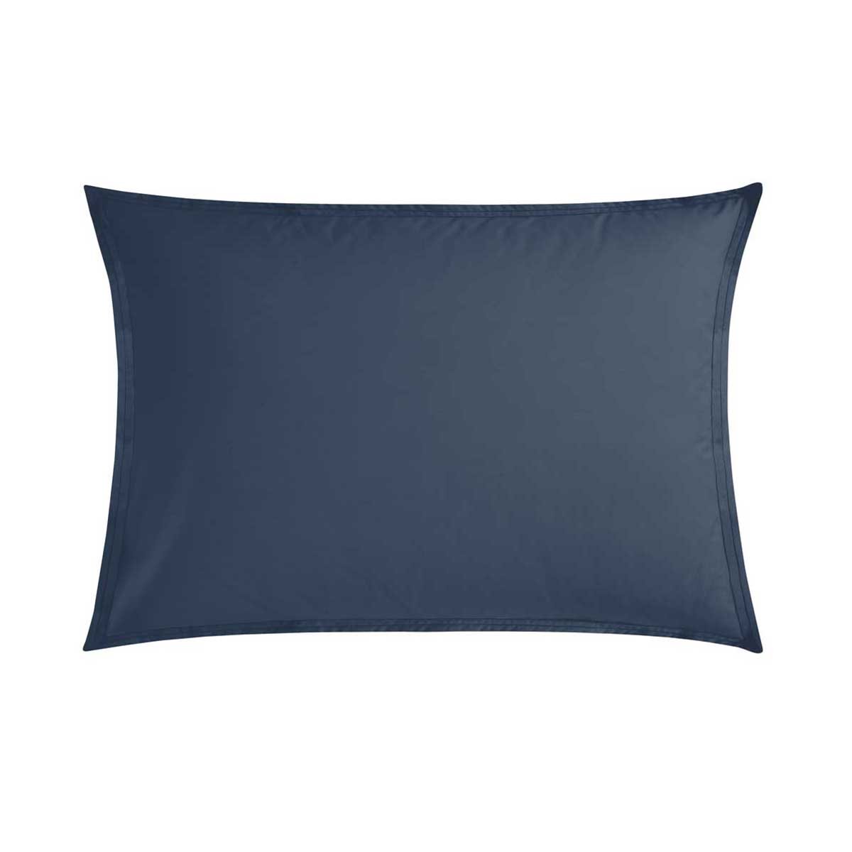 Taie d'oreiller bicolore en percale de coton, RENDEZ-VOUS OLYMPE bleu, ESSIX