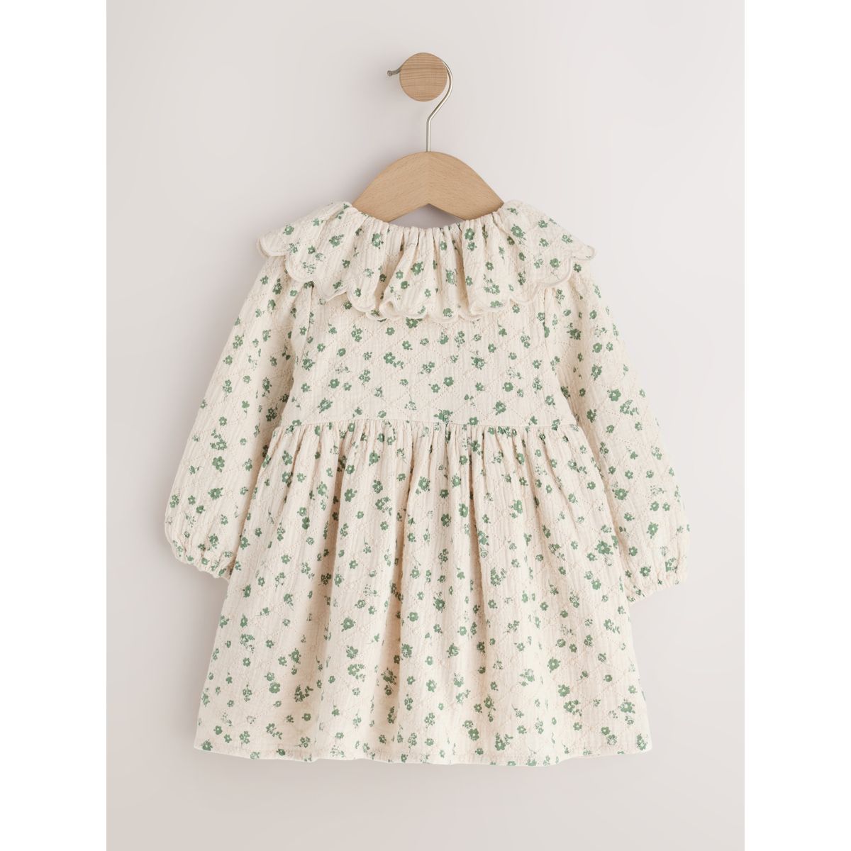Robe à col et manches longues écru à petites fleurs, NEXT