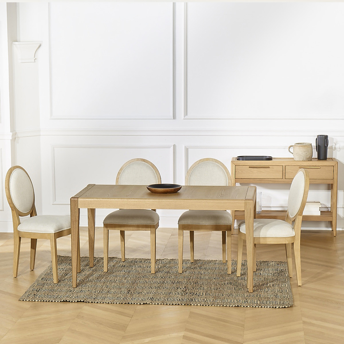 Table extensible en chêne, 6 couverts TENNESSEE beige, ROBIN DES BOIS