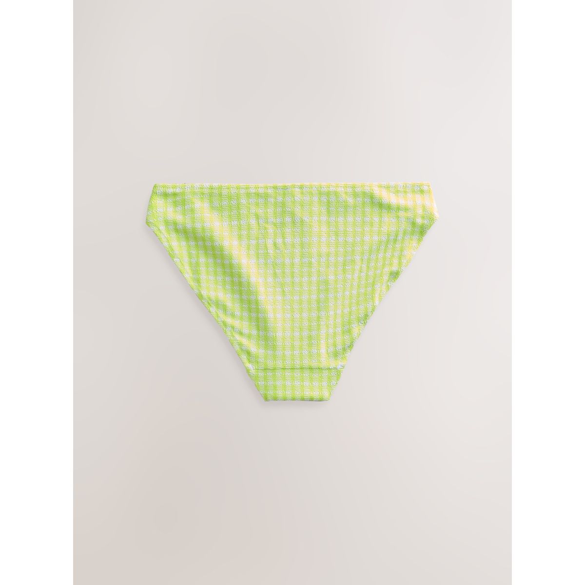 Bas de bikini échancré vichy vert citron froissé, NEXT