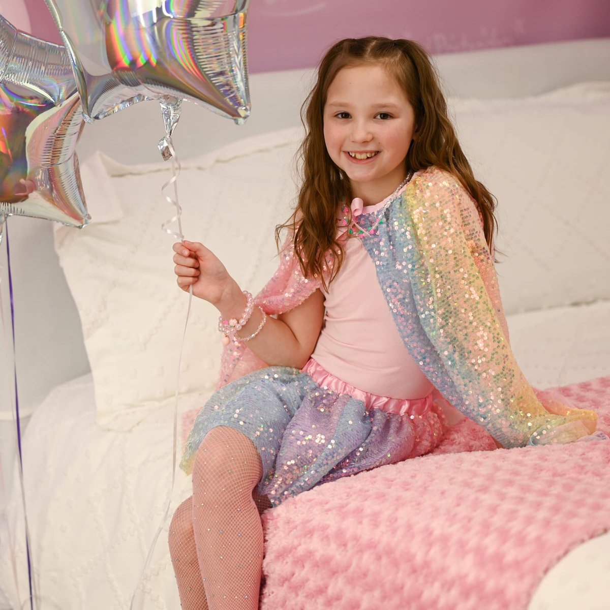 Déguisement enfant cape à sequins pastel multicolore, GREAT PRETENDERS
