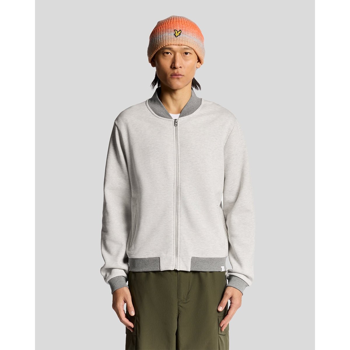 Bomber à manches raglan gris clair chiné, LYLE & SCOTT