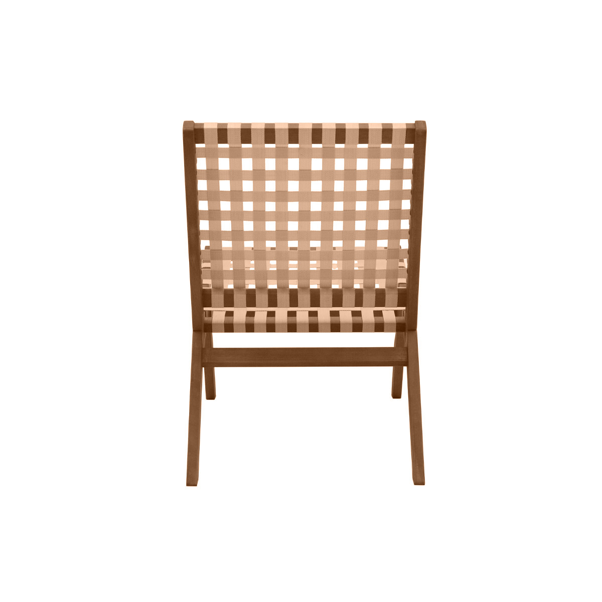 Fauteuil lounge en bois massif et sangles beiges LUCEA naturel, MILIBOO