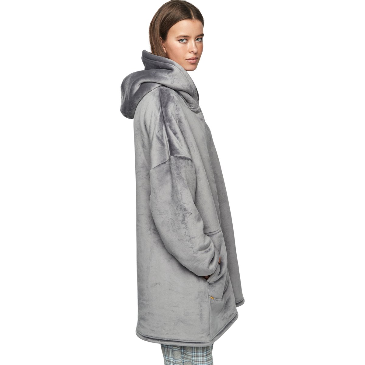 Sweatshirt poncho à capuche extra large PC1 STYLE ADD gris, SELMARK