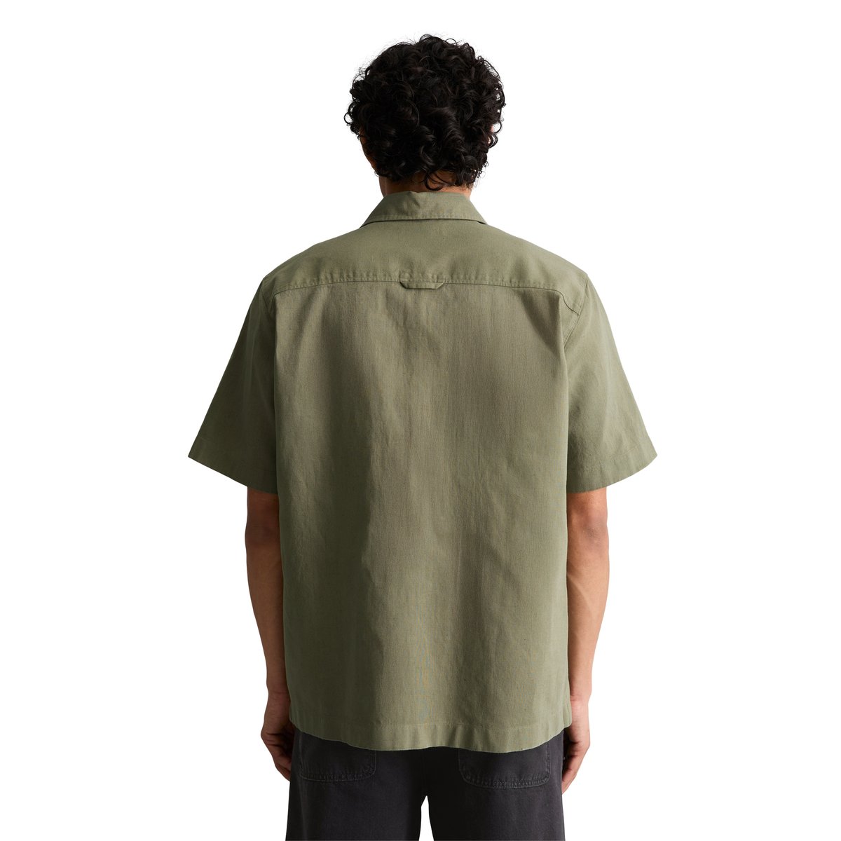 Chemise à manches courtes regular en coton bio et en lin vert, MARC O’POLO DENIM