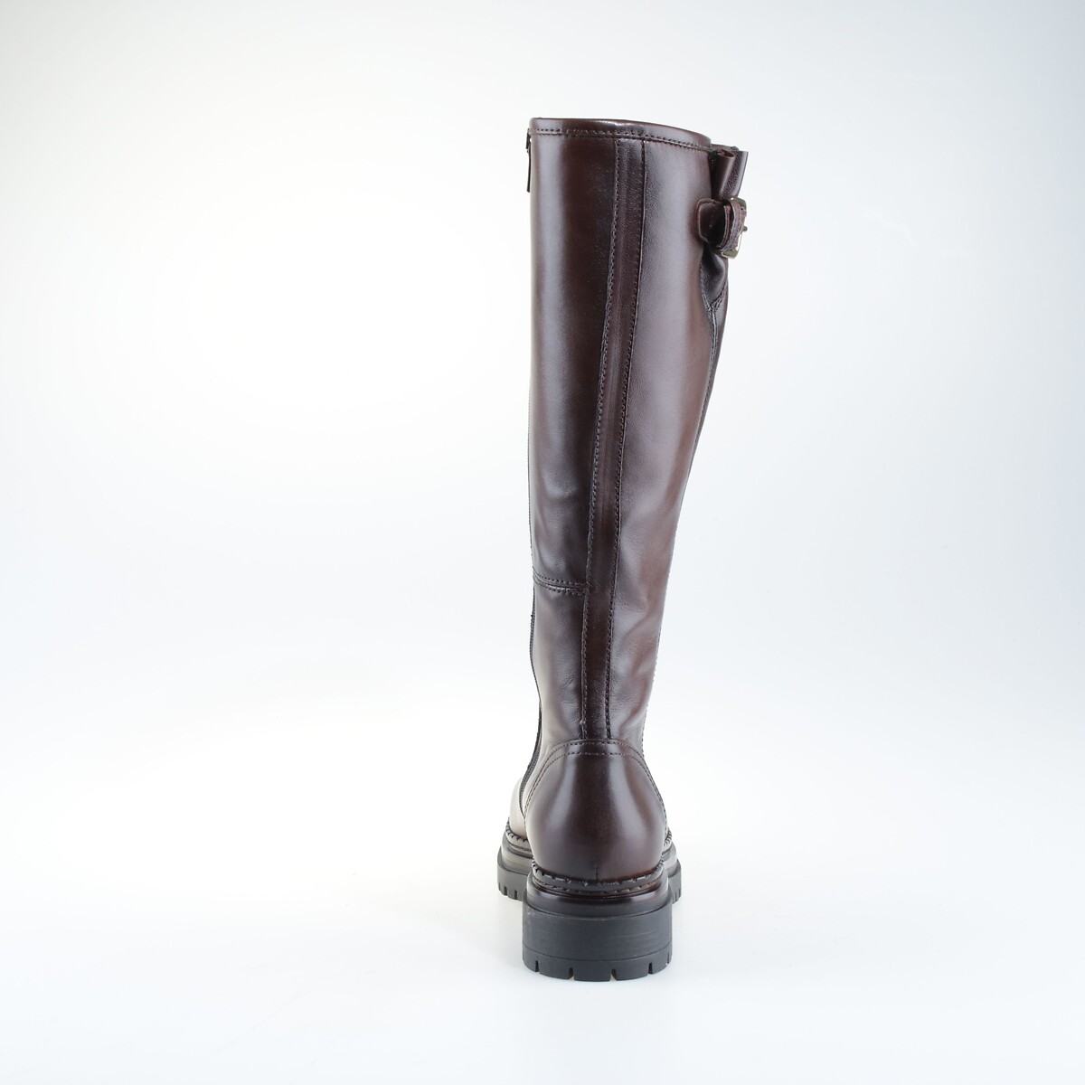 Botas rasas em pele chocolate, MJUS