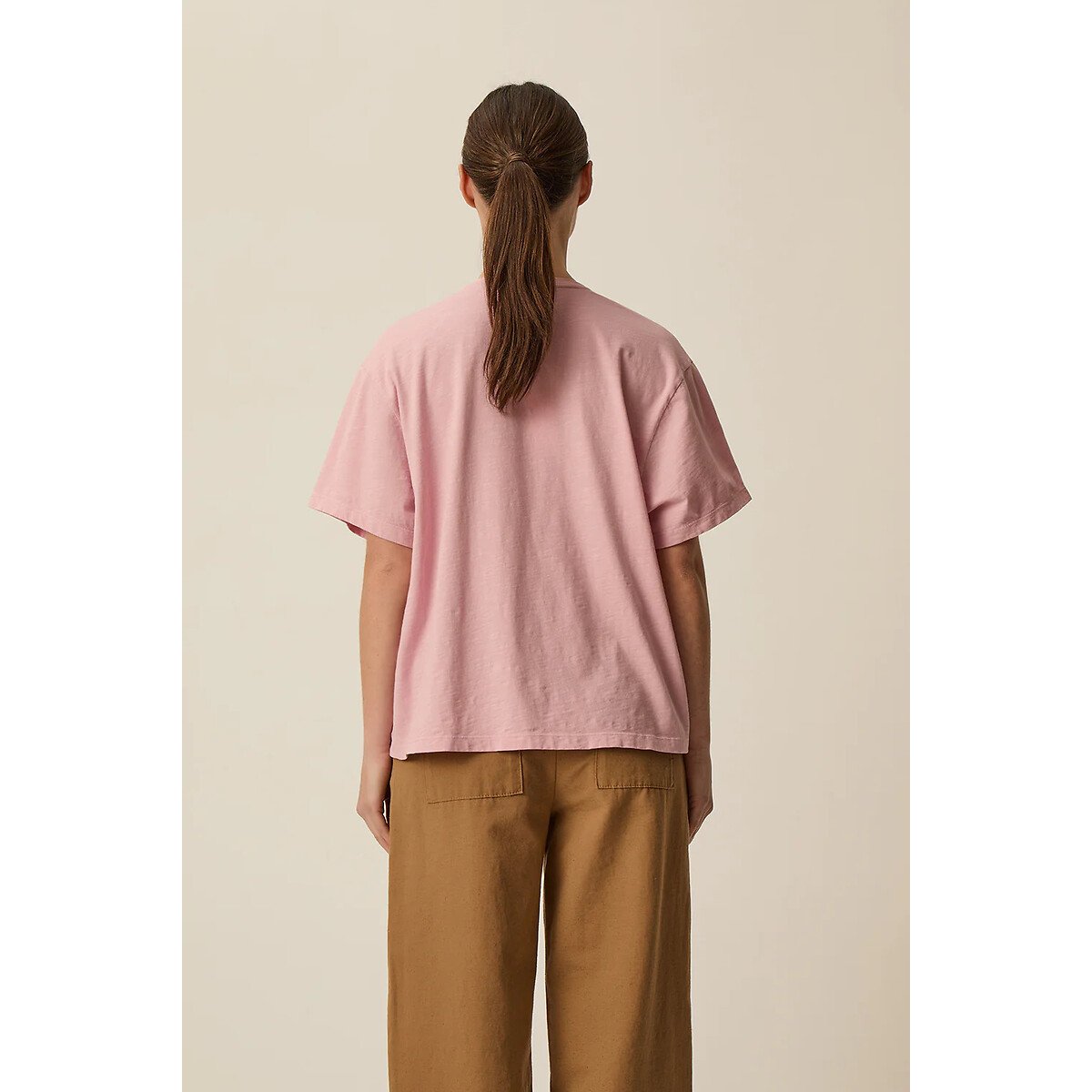 T-shirt col V manches courtes, ZAE rose, DES PETITS HAUTS