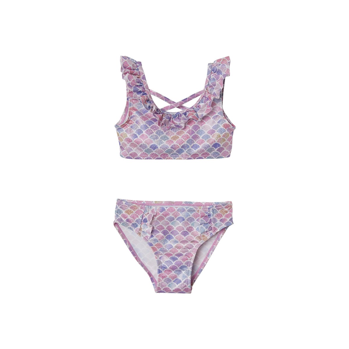 Maillot de bain 2 pièces sirène ivoire imprimé, VERTBAUDET