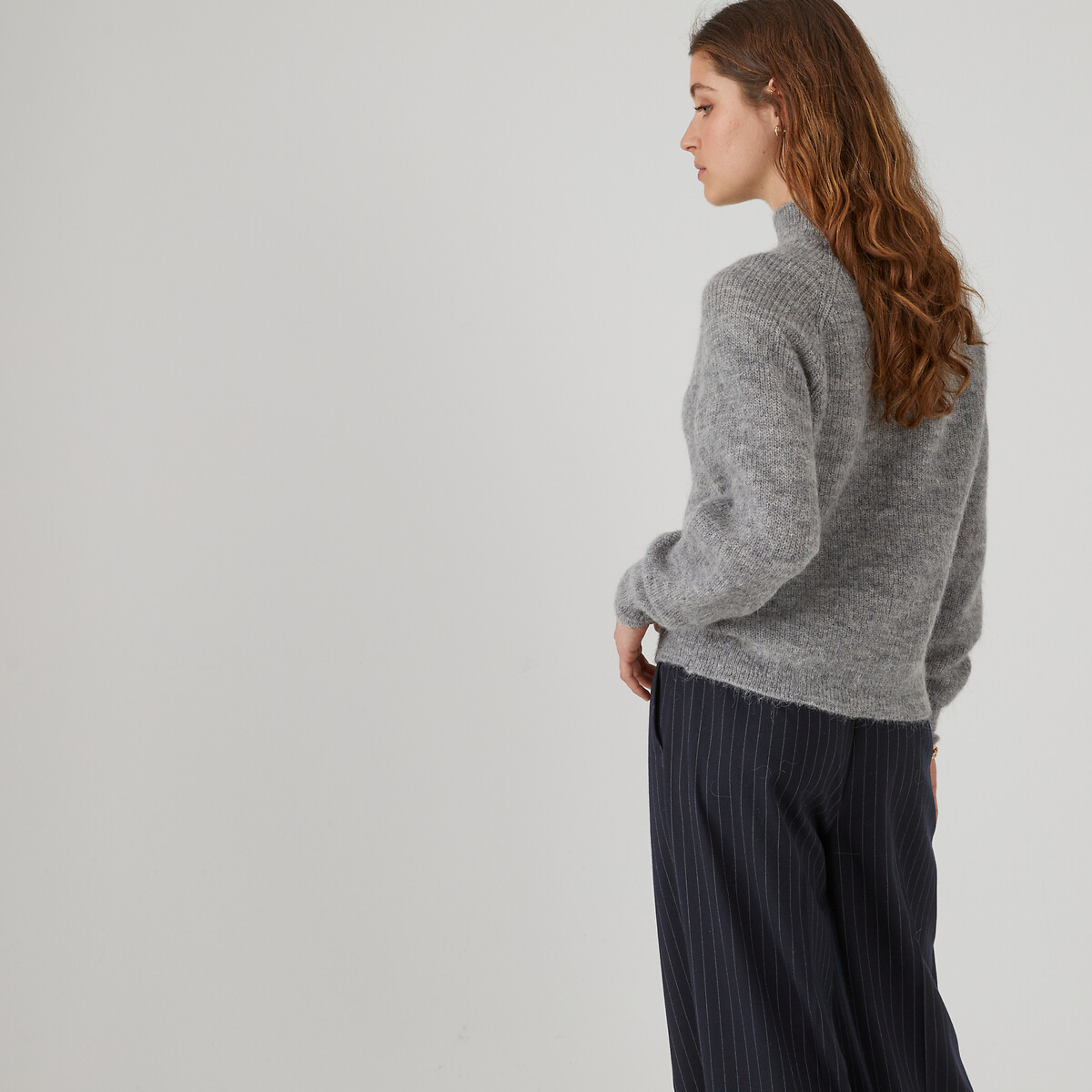 Pull col montant alpaga mélangé Signature ARISTIDE gris chiné, LA REDOUTE COLLECTIONS