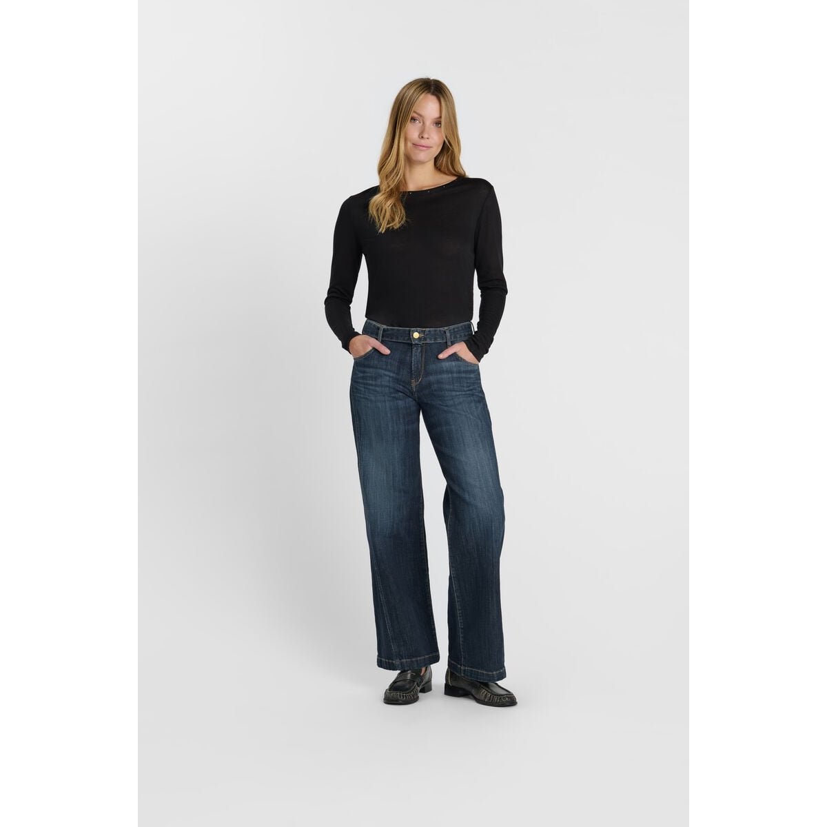 Jeans loose, large wide leg , longueur 34 blue, LE TEMPS DES CERISES