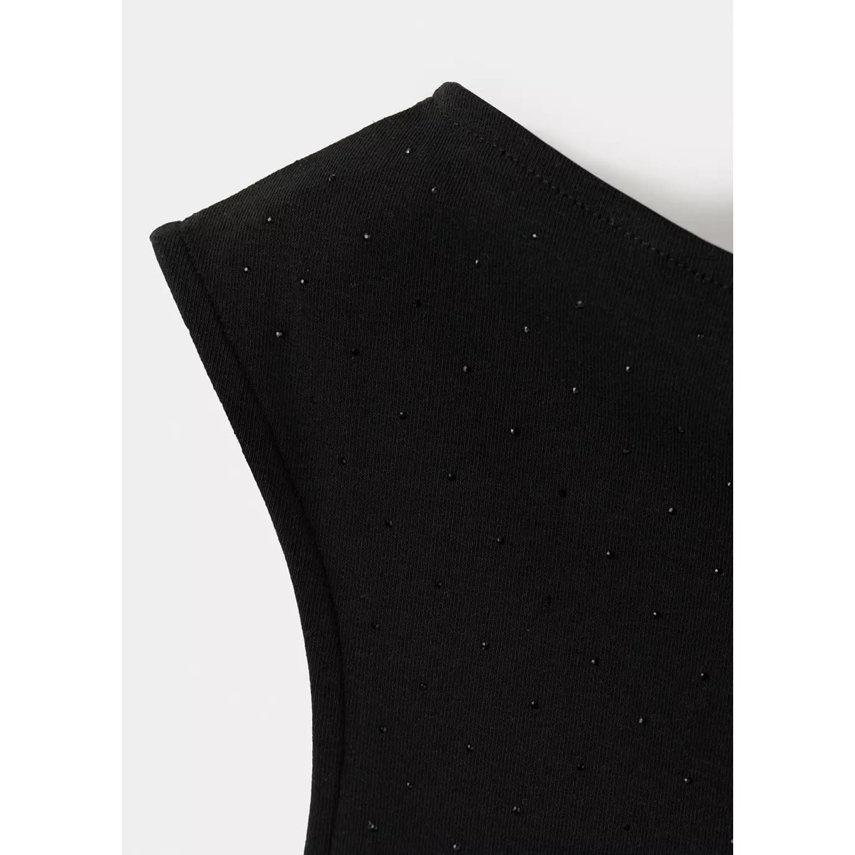 Top asymétrique à strass noir, MANGO
