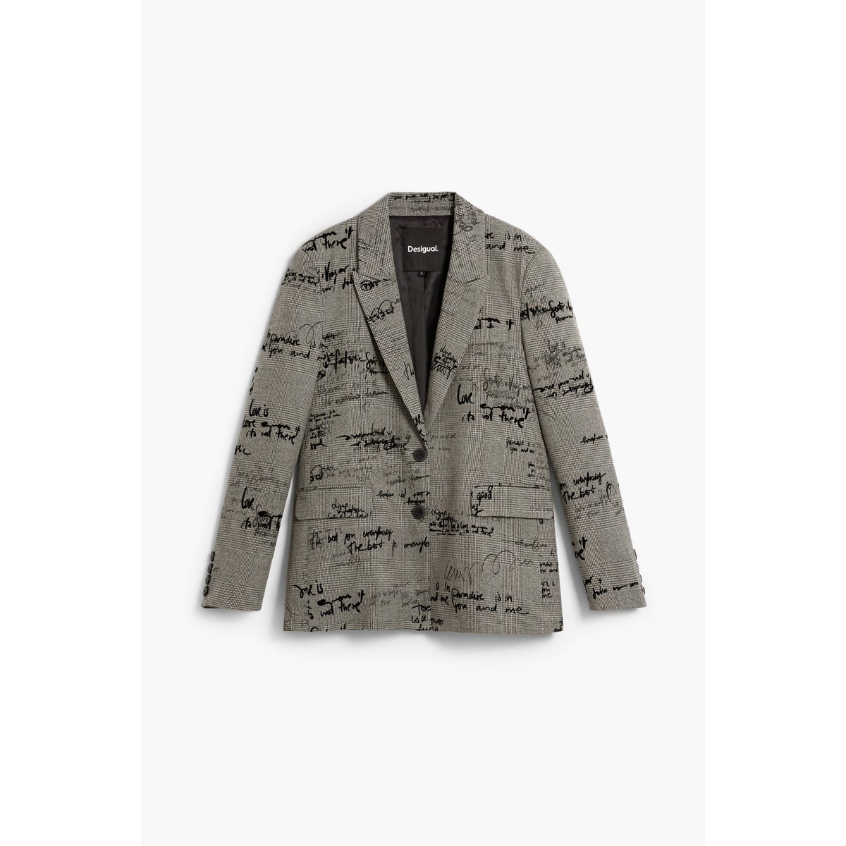 Blazer lettering carreaux gray, DESIGUAL