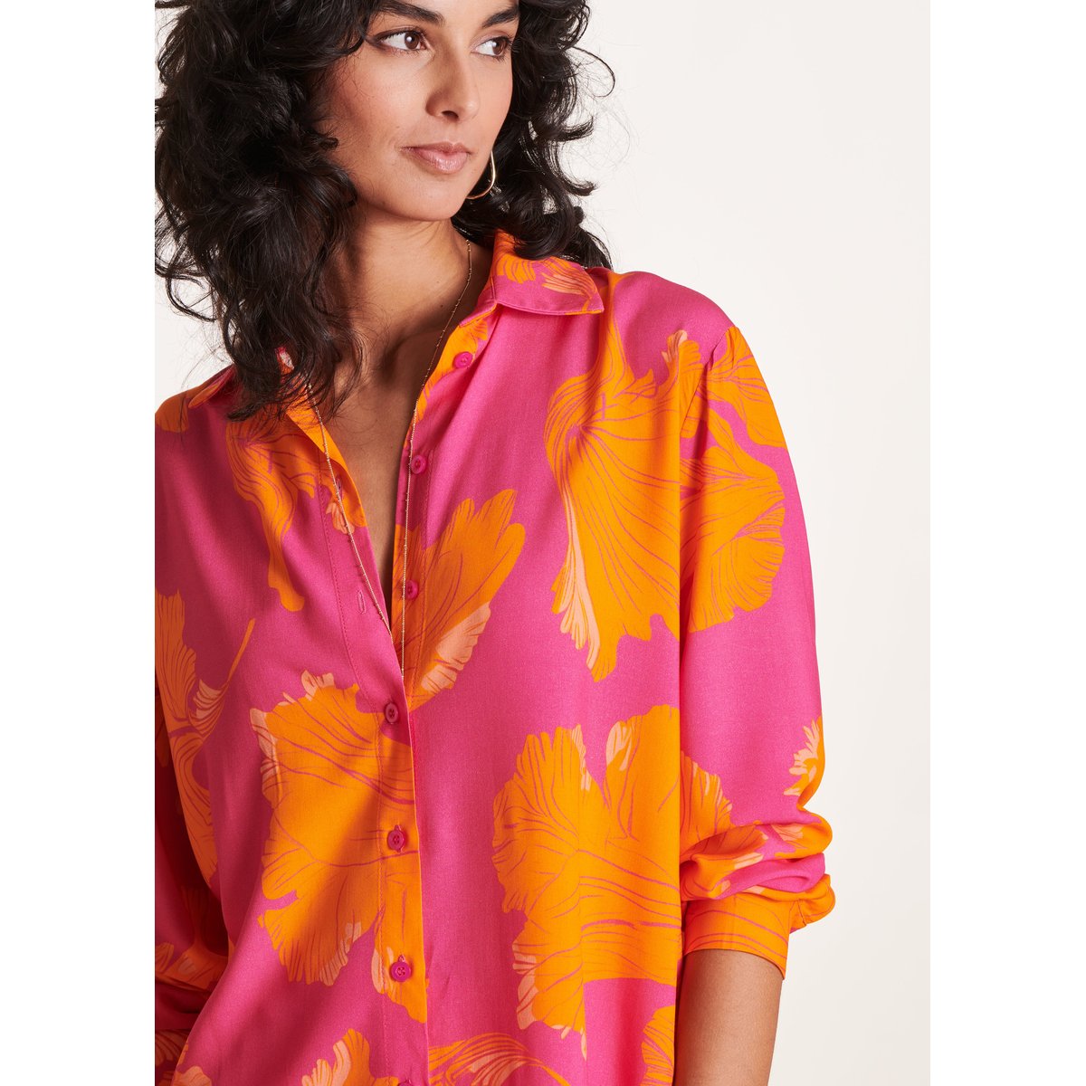 Chemise ample à imprimé fleuri rose/orange, LA FEE MARABOUTEE