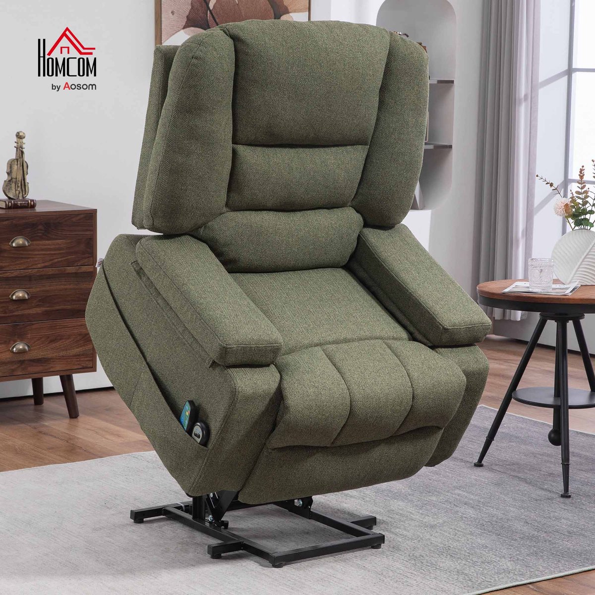 Fauteuil releveur multifonctionnel Lin vert, HOMCOM
