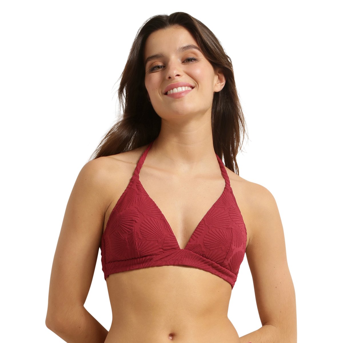 Haut de maillot de bain triangle sans armatures Shell rouge grenat, DIM