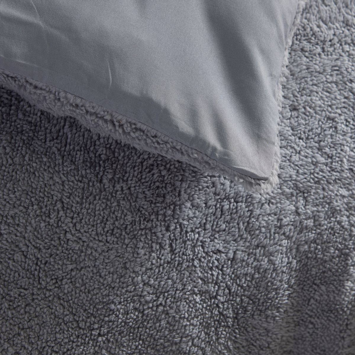 Parure de lit polaire teddy BIEN AU CHAUD gris, TODAY