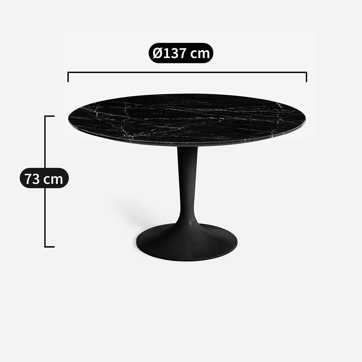 Plateau de table rond marbre diamètre 137 cm, ROUNDO marbre noir, AM.PM