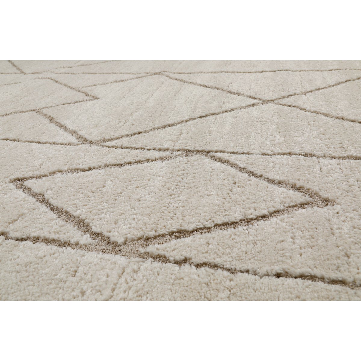Tapis design à rayures à relief , Pelle beige crème, WECON HOME