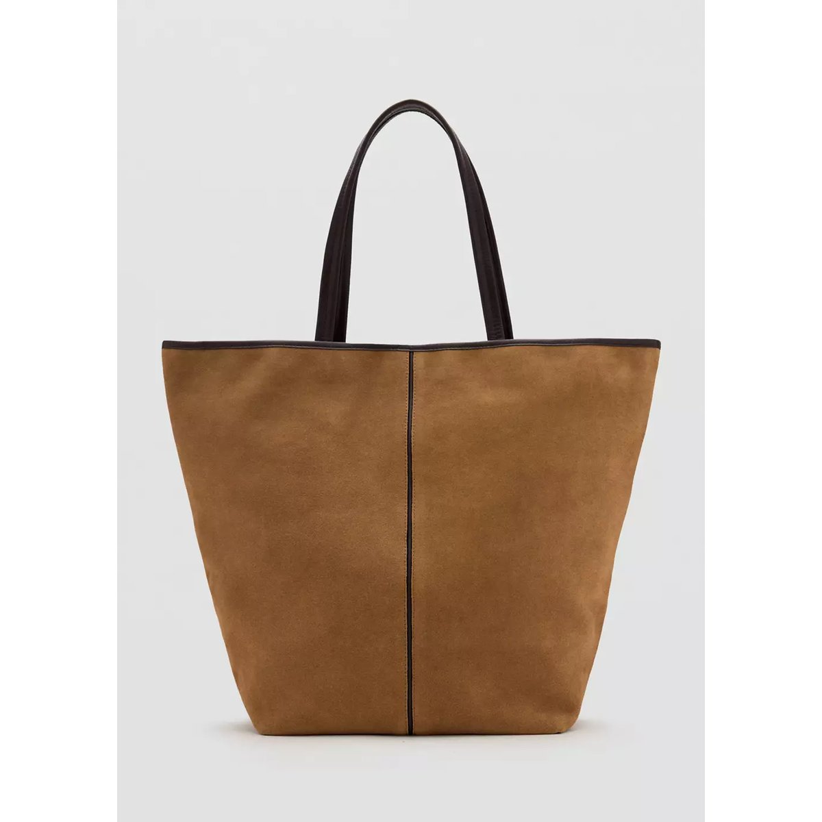 Sac seau en cuir suédé marron moyen, MANGO