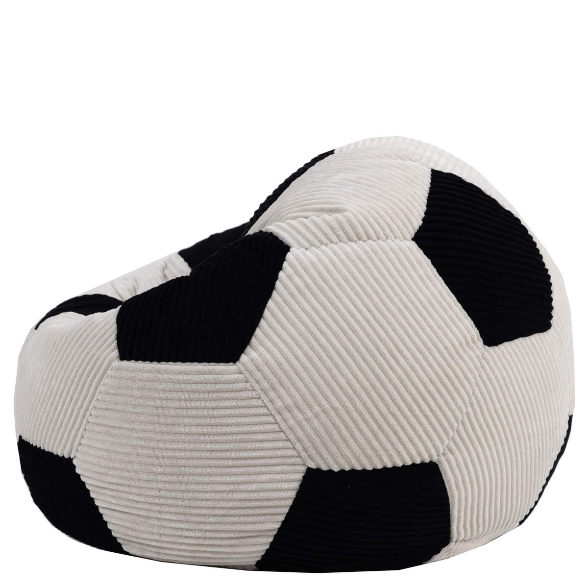 Pouf classique large enfant en velours côtelé imprimé football Oeko-Tex® - KINGSTON noir, ICON