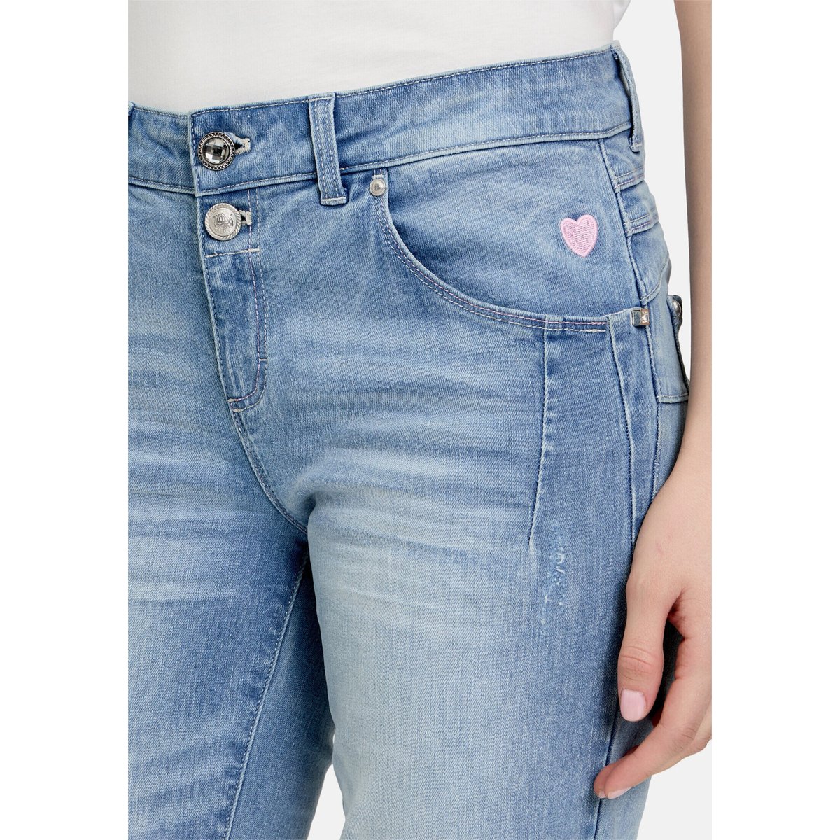 Shorts en jean à broderies bleu, CARTOON