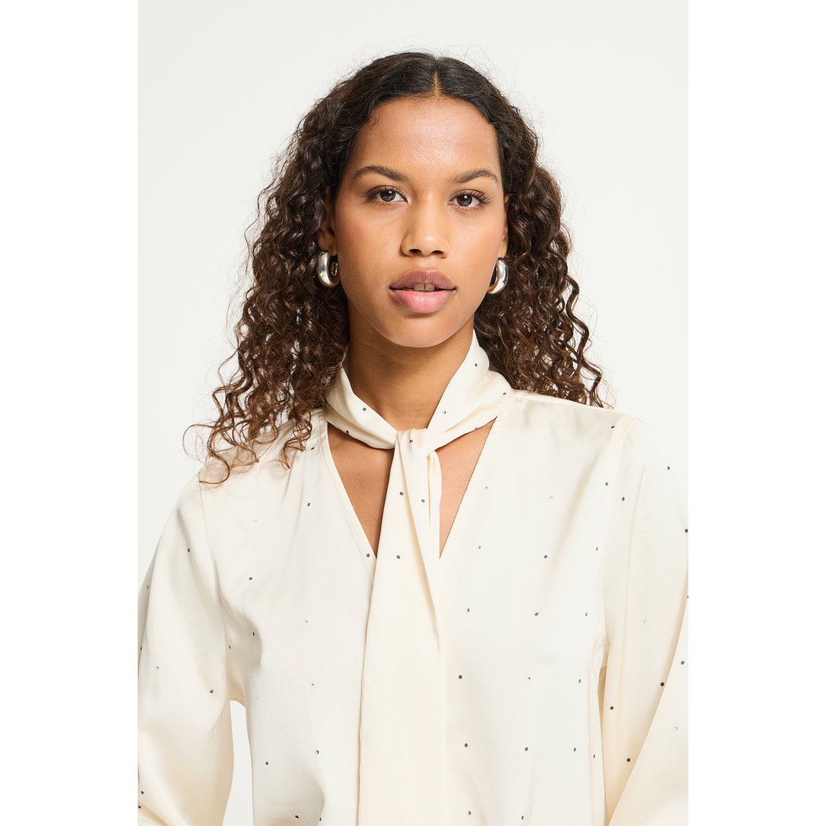 Chemise à manches longues blanc birch mini dot, ICHI