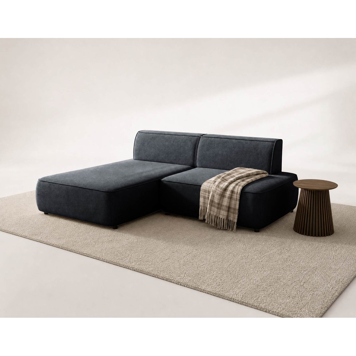 Canapé d'Angle Convertible en Velours 4 places - LISETTE noir, BEST MOBILIER