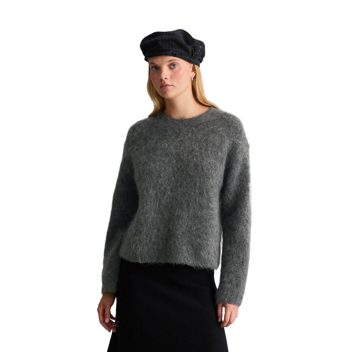 Pull oversize douillet en mélange de mohair et de laine vierge gris, MARC O’POLO DENIM