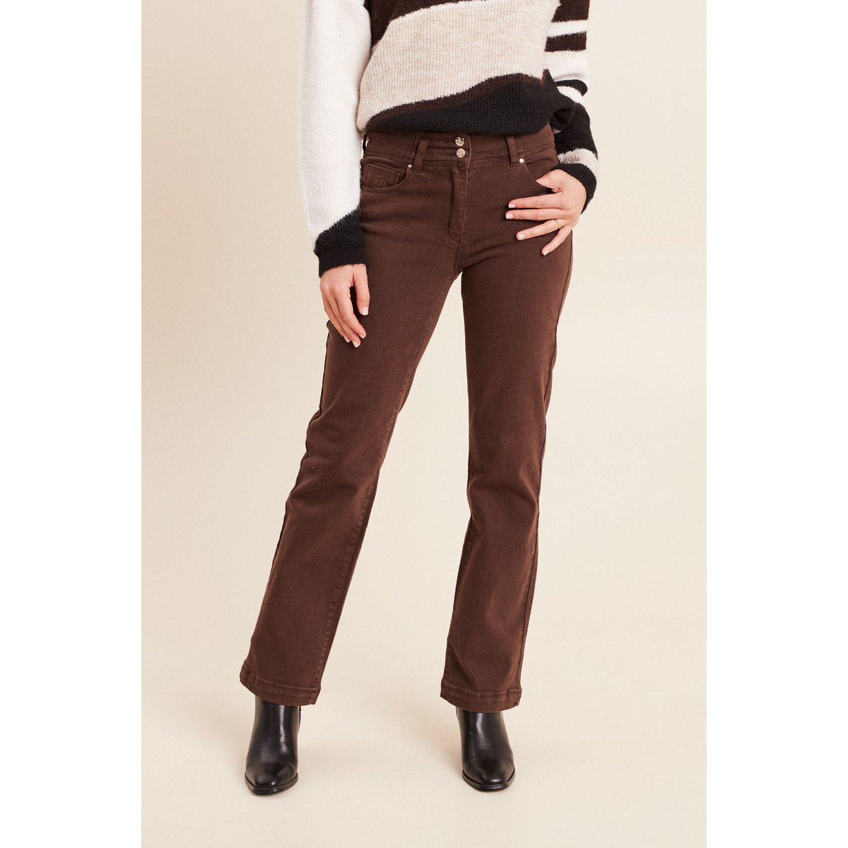 Jean taille haute marron foncé, BREAL