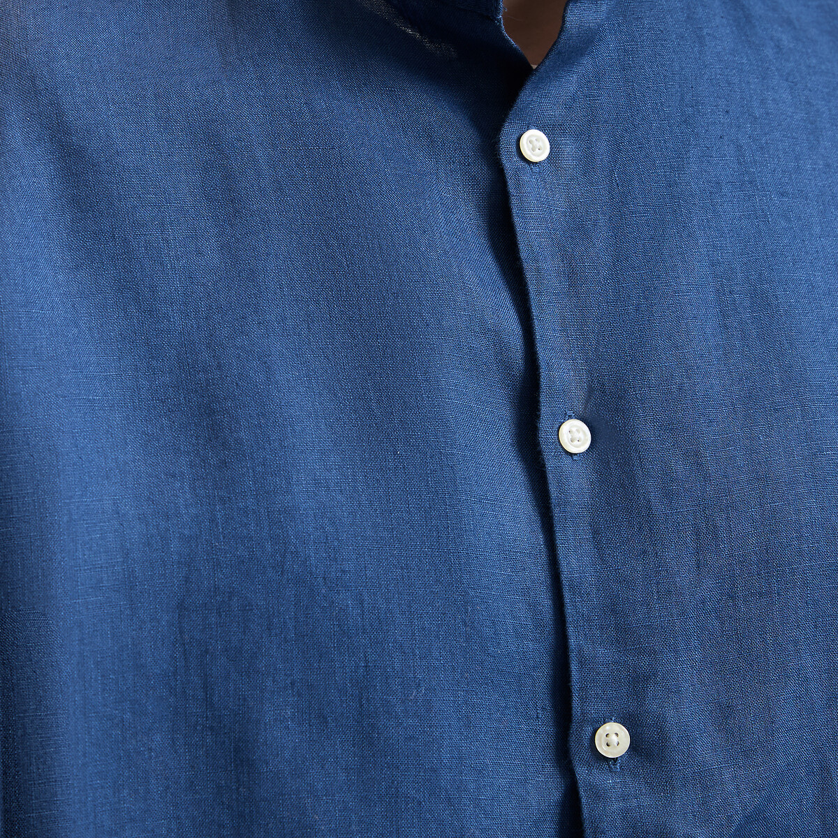 Signatures Aurele Linen Mandarin Collar Regular Fit Shirt indigo blue, LA REDOUTE COLLECTIONS