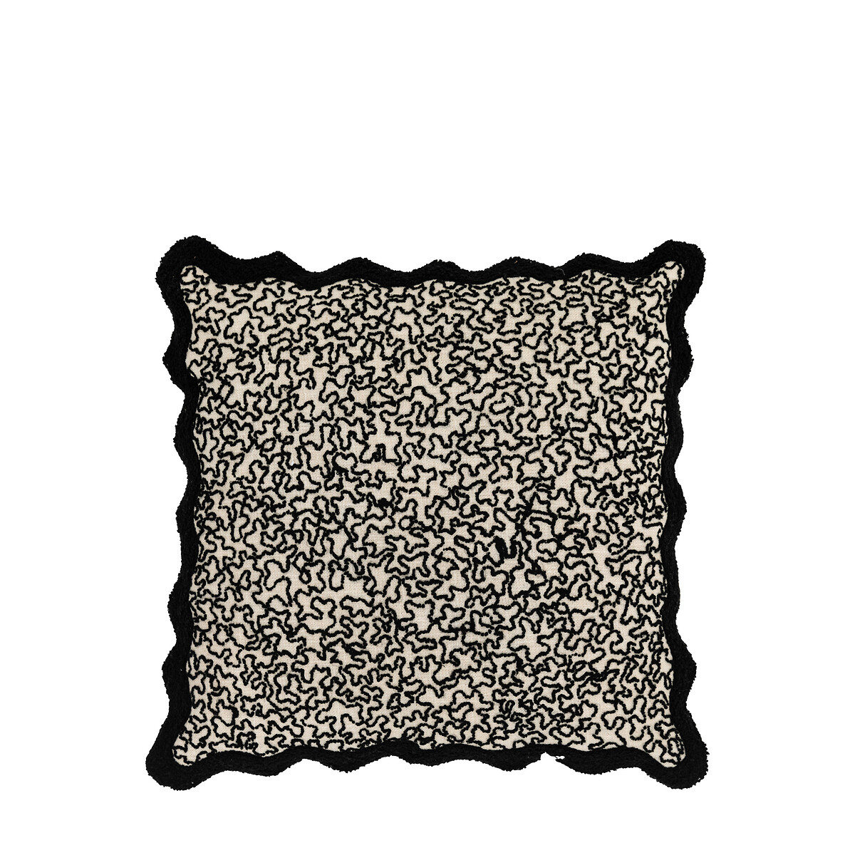 Scalloped Edge Embroidered Cushion black, ÉDITÉ