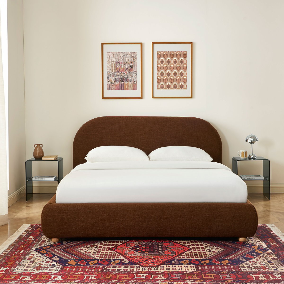 Lit coffre avec sommier relevable JELLY marron, SORELH