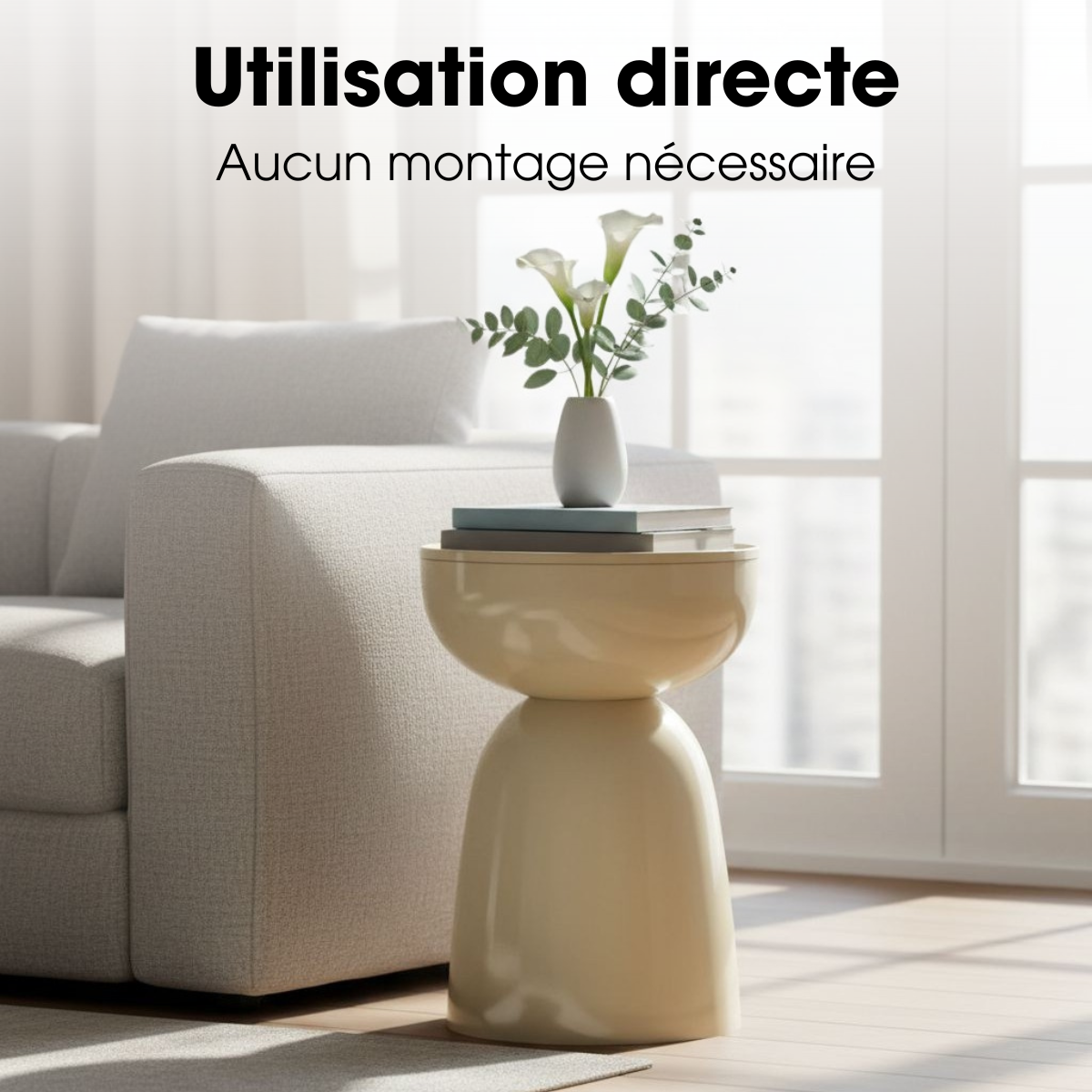 Table d'appoint ELLIOT beige, MICA DECORATIONS