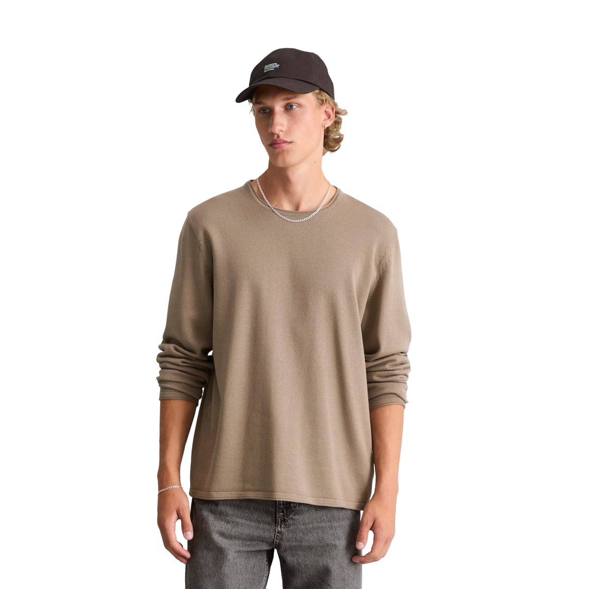 Pull coupe classique en pur coton biologique marron, MARC O’POLO DENIM