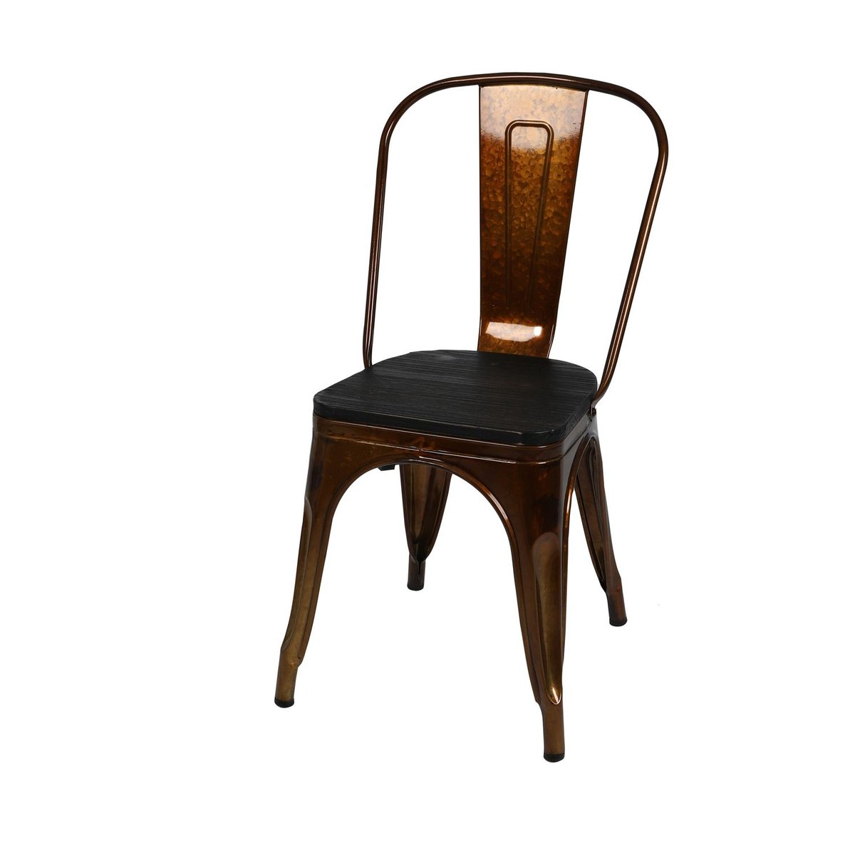 Lot de 4 chaises bistrot en bois et métal design vintage LIV doré, TOILINUX